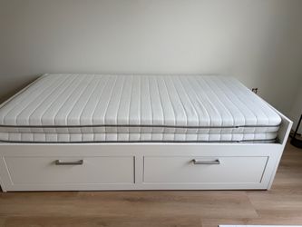IKEA White day Bed Frame with Storage Drawers