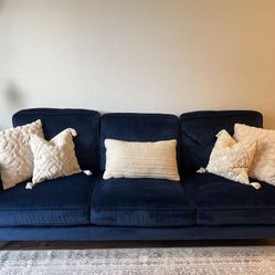 *Free Delivery* Blue Velvet Modern Living Spaces Couch Sofa 3 Seater