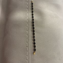 Palm beach Yellow Gold-plated Oval Cut Natural Black Onyx Tennis Bracelet 7.5 In 