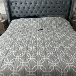 Velvet Studded King Bed Frame