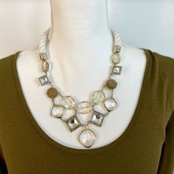 Ann Taylor LOFT Rope and Gemstone Statement Necklace