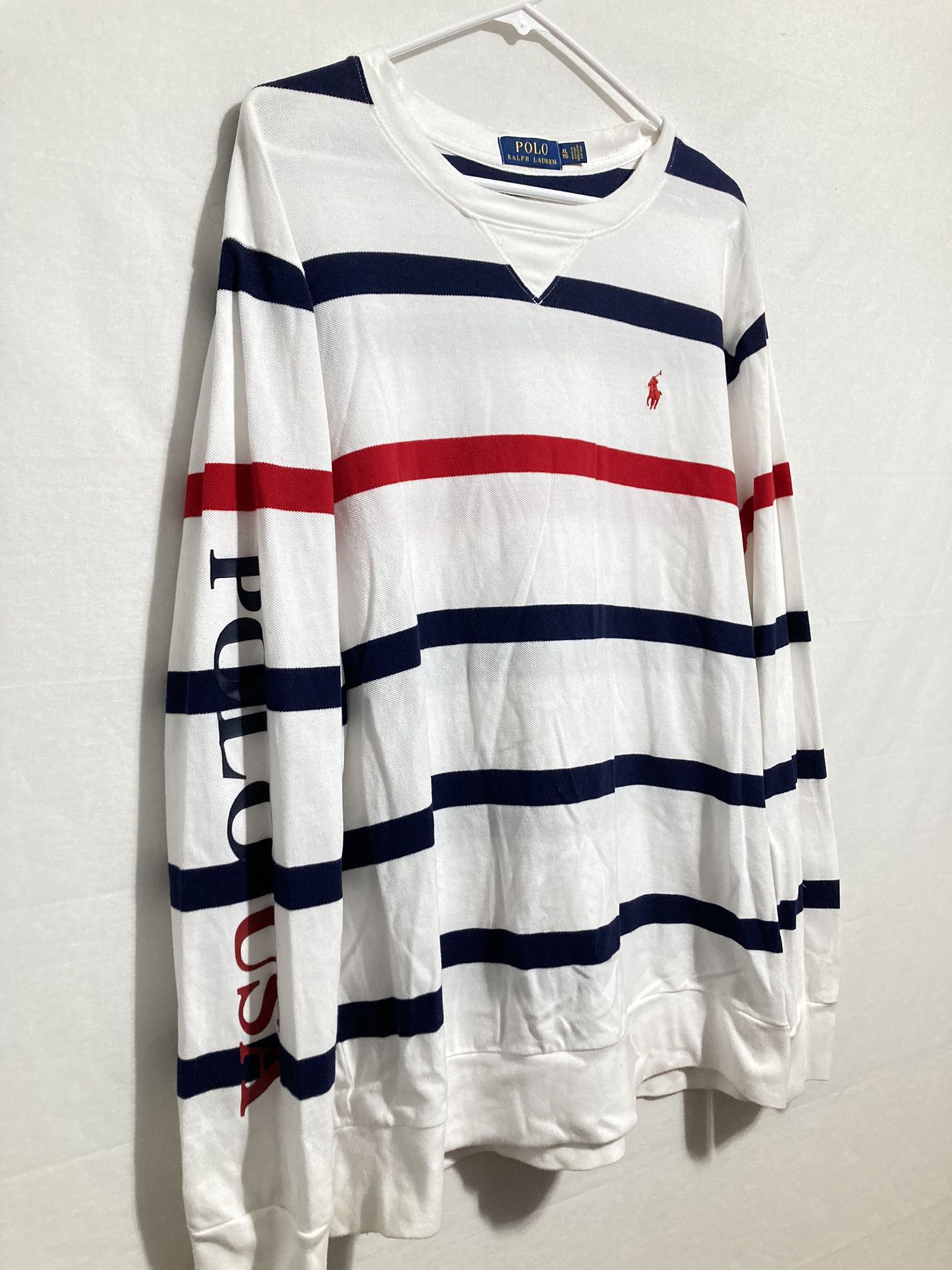 Polo Ralph Lauren Striped TERRY AMERICANA USA Crewneck Men’s Size XL Pullover 