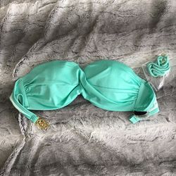 Victoria’s Secret Green Mint Blue Wave Swimsuit Bandeau Push Up Top 32D 34C
