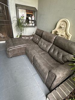 Canyon Gray 98'' Power Reclining 3 Piece Left Arm Facing Chaise Sectional