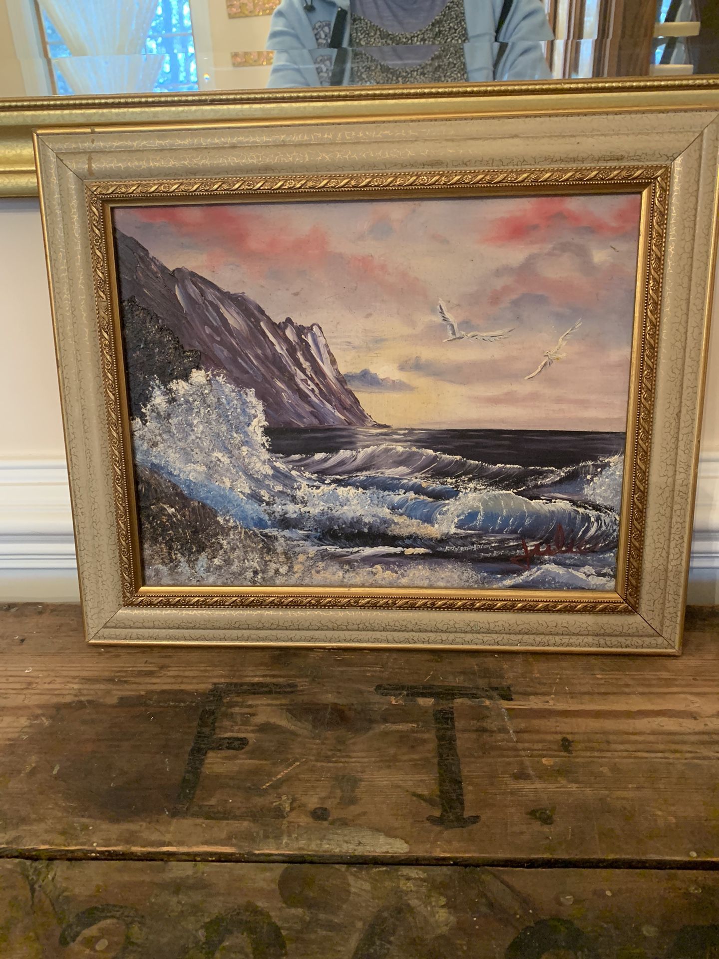 Nicely Framed Seascape Oil Painting