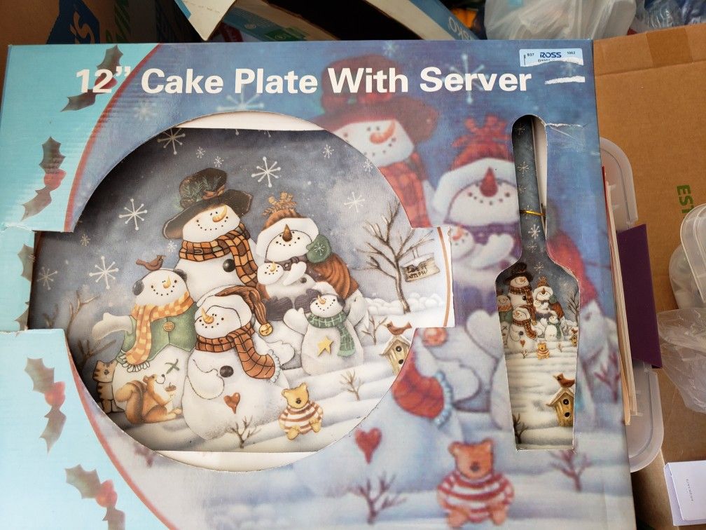 Christmas Cake Plate with Server
