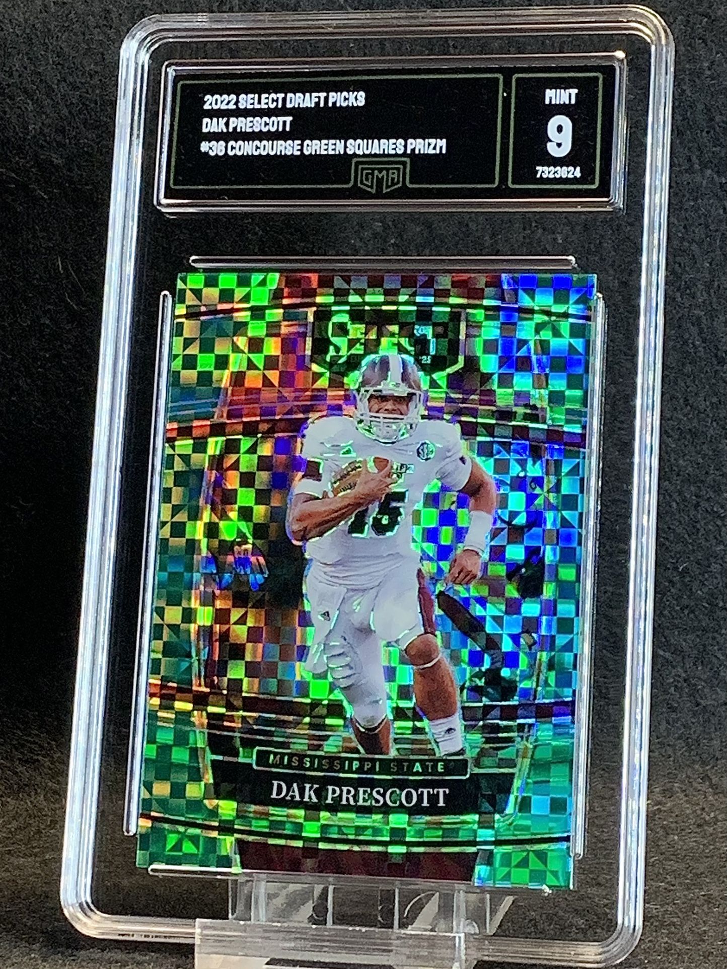 2022 Select Draft Picks 💥 Dak Prescott 💥 Concourse Green Squares Prizm GMA 9 Mint 💎 - Dallas Cowboys