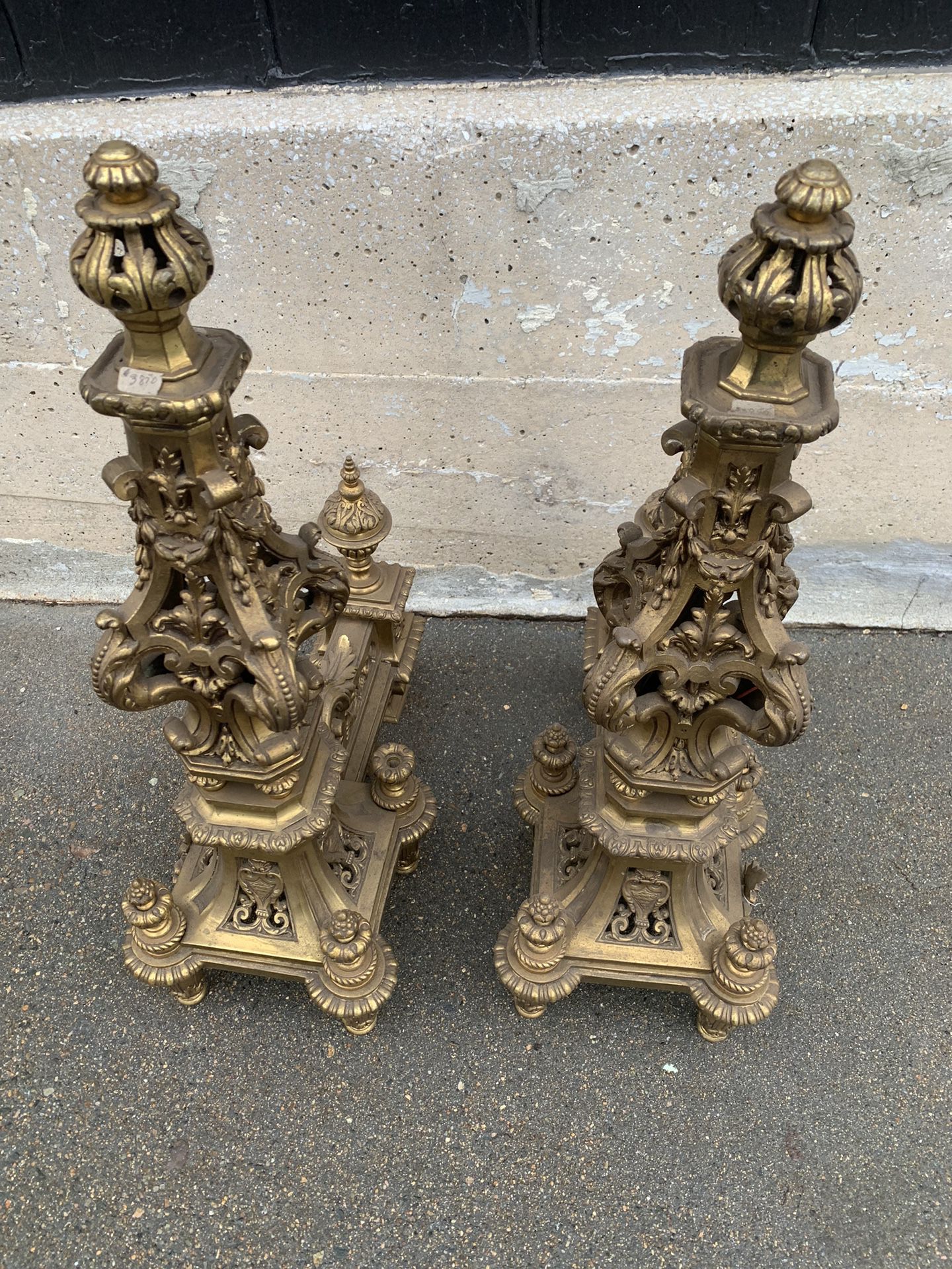 Antique French Brass Andirons