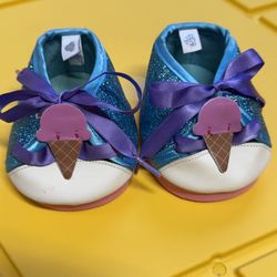 Build A Bear Kabu Ice Cream Sneakers Blue Glittery, Lace-Up Shoes BAB