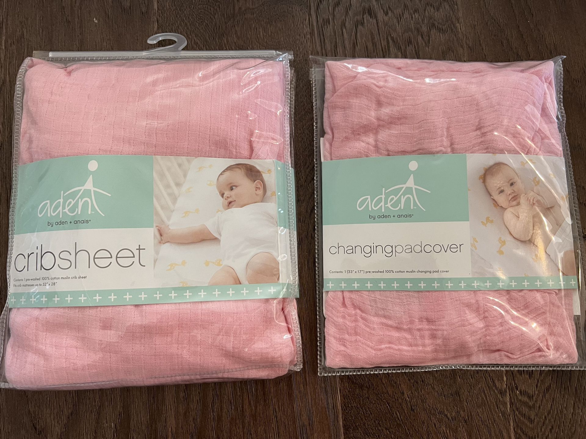 Baby Crib Fitted Sheet & Changing Pad Cover Set In Pink