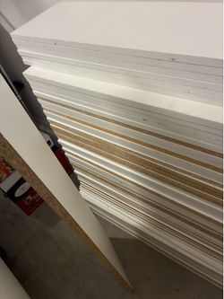 White wooden shelves