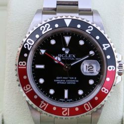 ROLEX GMT II RED AND BLACK “COKE” BEZEL Y SERIAL MODEL 16710 LUG HOLE - T1409