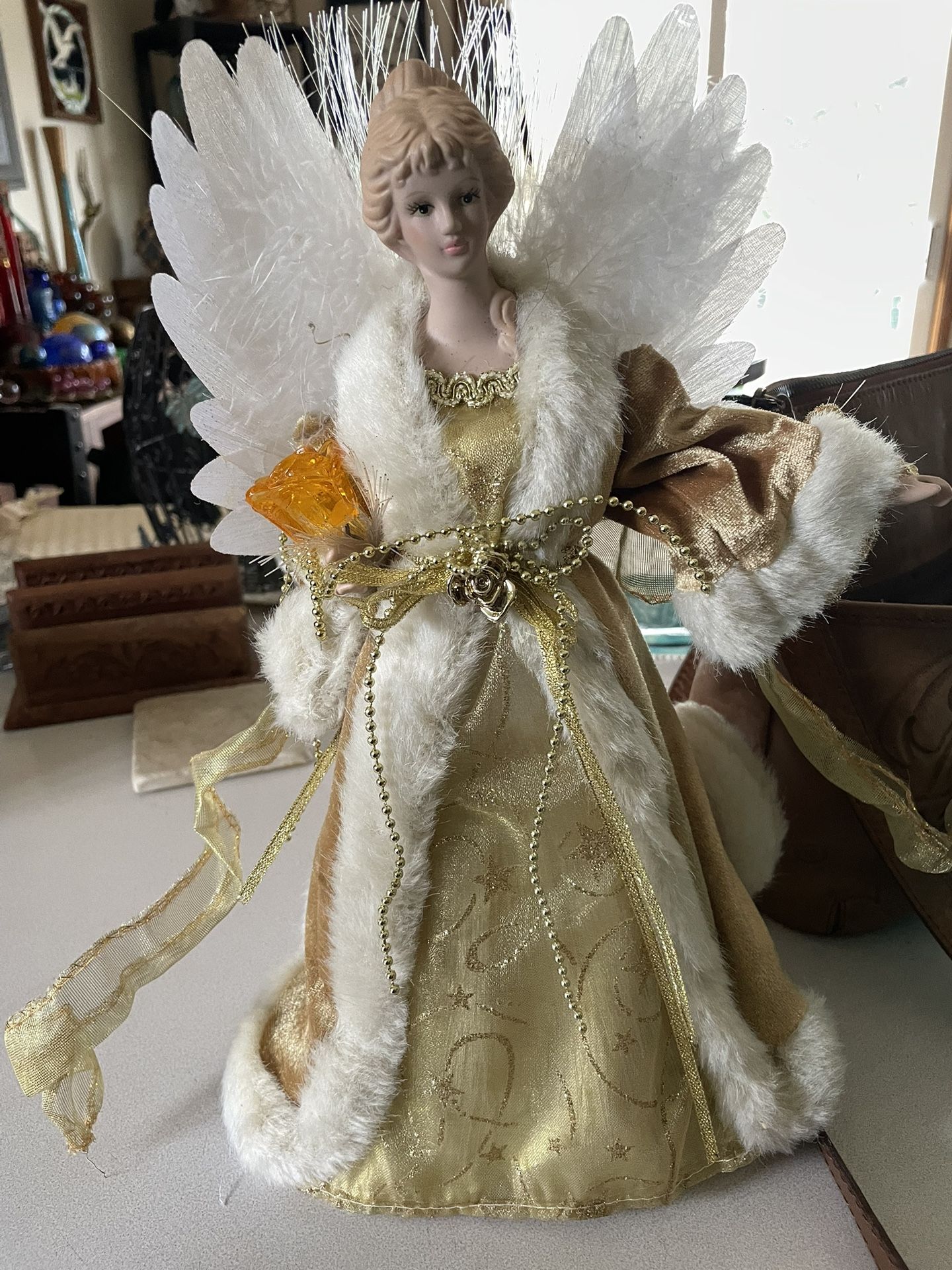 Beautiful White And Gold angel 👼 tree topper 