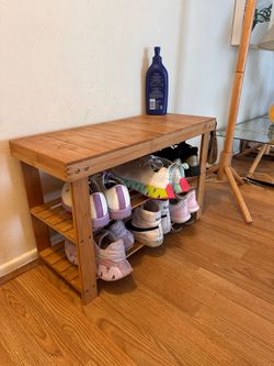 Bamboo Shoe Rack Bench – 2 Tier | Entryway Storage