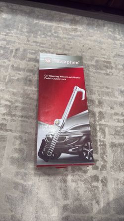 Tevlaphee Universal Steering Wheel Brake Lock Anti-Theft Retractable Double Hook Car Clutch Pedal Lock for Vehicle