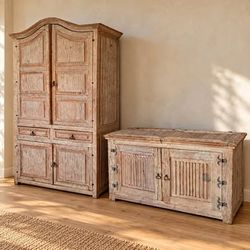 Rustic Storage Cabinet & Sideboard Set – Farmhouse Style