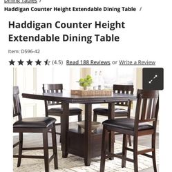 Dining Table Set Countertop From Ashley - Table Adjustable - Hardly Used $700