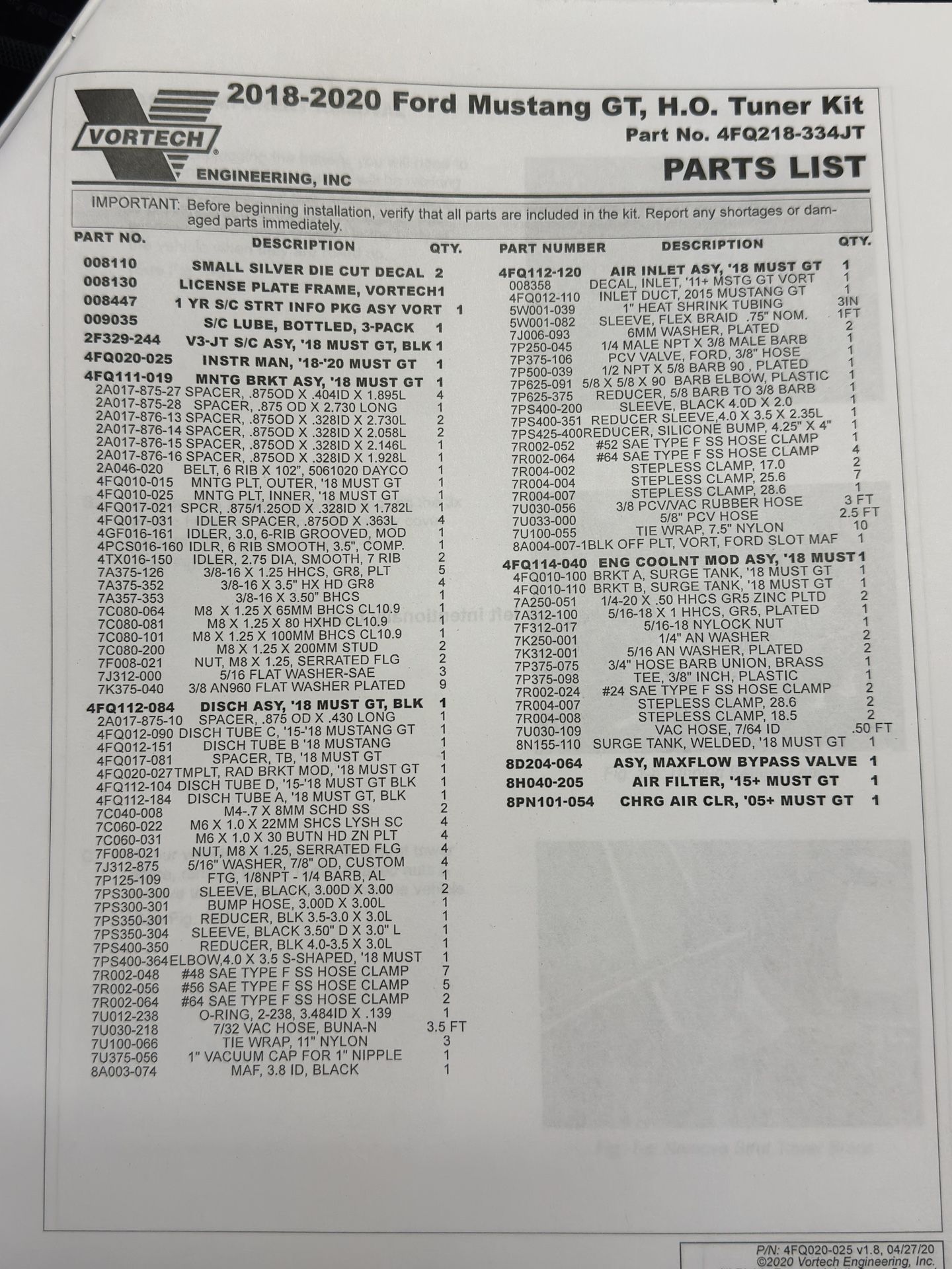 Brand New Vortech Supercharger Kit with Fore Fuel System for Sale in
