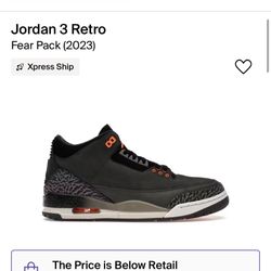 Jordan 3 Fear Size 10