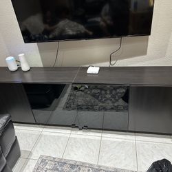 IKEA Black TV Entertainment Console with Storage