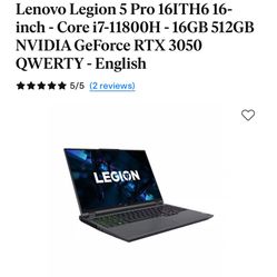 Legion 5 Pro 500gb I7 3500RTX 