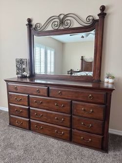 Wood Dresser with Mirror