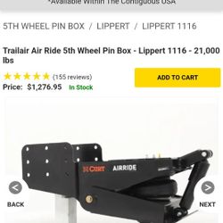 Trailair Air Ride 5th Wheel Pin Box - Lippert - 21,000 lbs