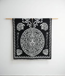 Mexican Zarape, México Aztec Calendar Woven poncho Wall Hanging