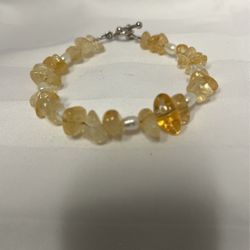 Citrine And Freshwater Pearl Bracelet 