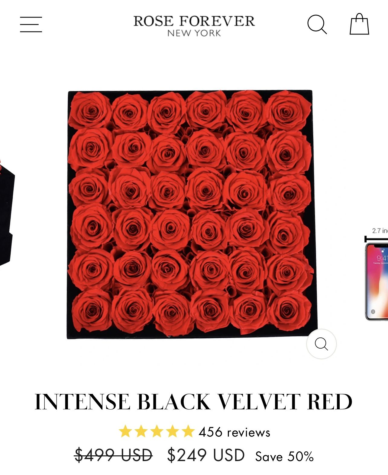 36 Forever Roses In Black Velvet Luxury Box