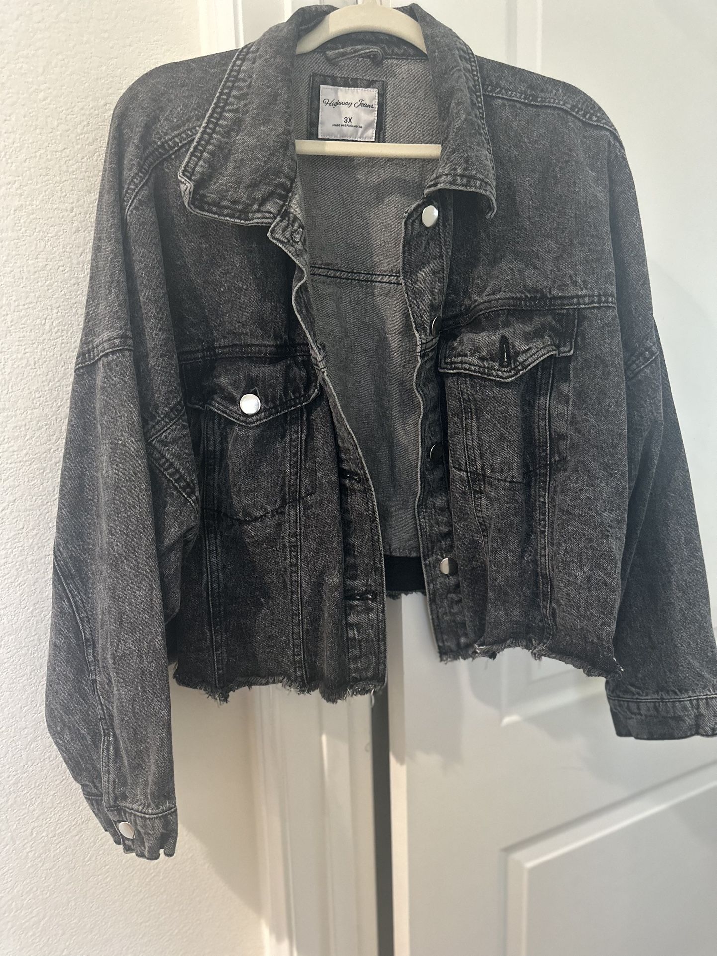 Womens Grey Denim Jacket, 3X