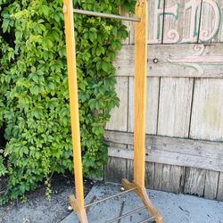 Beautiful Vintage Clothing, Shoe & Hat Rack | Rolling | Solid Wood 