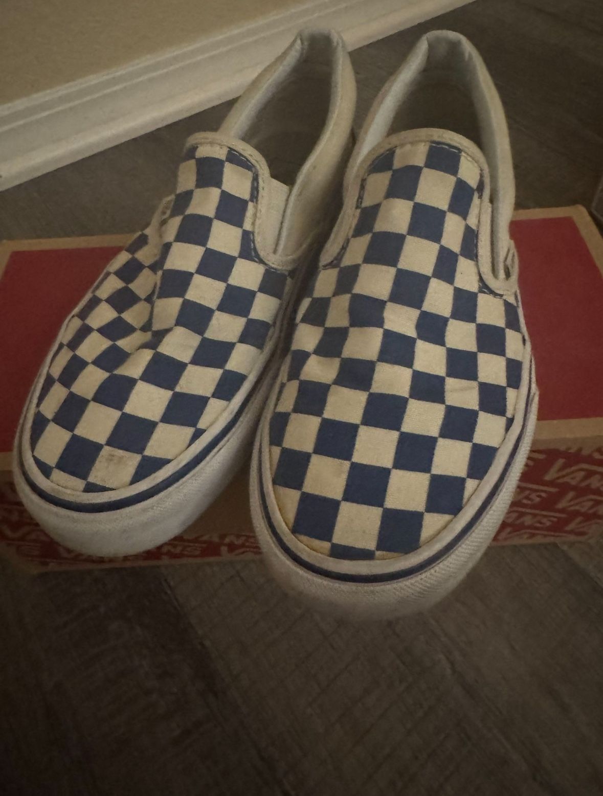 Blue slip on vans