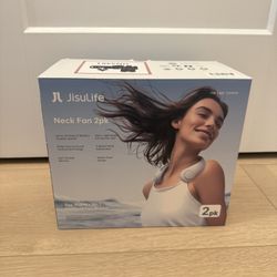 NEW NIB JisuLife Portable Hands Free Neck Fan 2 pack White Sports Hiking exercise games Travel Walking
