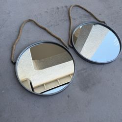 20 Inch Wall Hanging Mirrors With Ropes From Target Lot Of 2