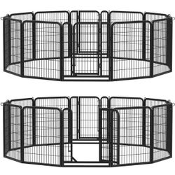 32" H 12-Panel Extra Wide Dog Playpen w/Door for Indoor Outdoor