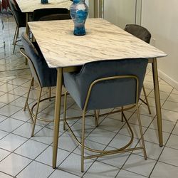 Faux Marble Dining Table & Chairs