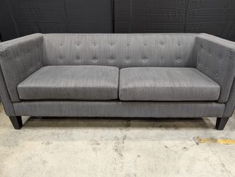Contemporary Charcoal Fabric Tufted 3-Seater Sofa