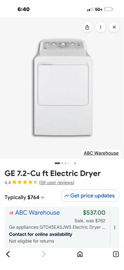 GE 7.2 Cu Ft Electric Dryer White