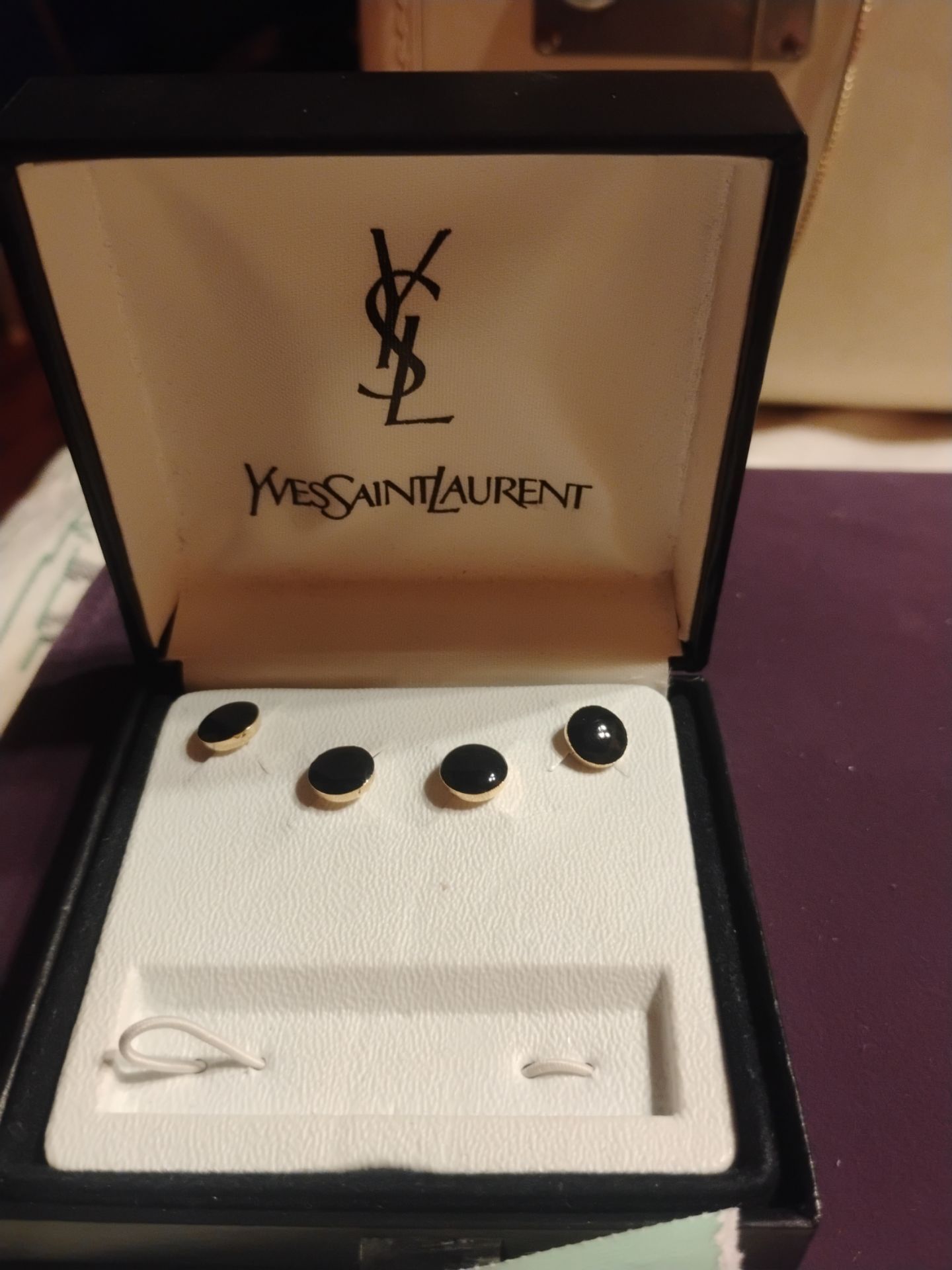 Black on gold tone cuff links