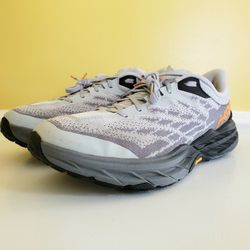 HOKA ONE ONE Mens Speedgoat 5 Vibram Sole Trail Running Shoes (12.5D) Gray/Black