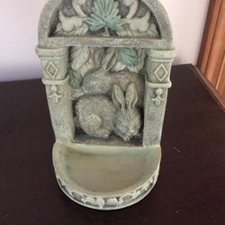 Bunny  Tea Light Candle Holder Can Sit On Shelf Or Mantle Etc. Or Has Wall Hook Also  8”tall and 5” Wide