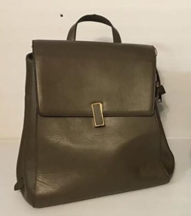 Leather backpack / bag - Olive - Horse / Equestrian themed insides New