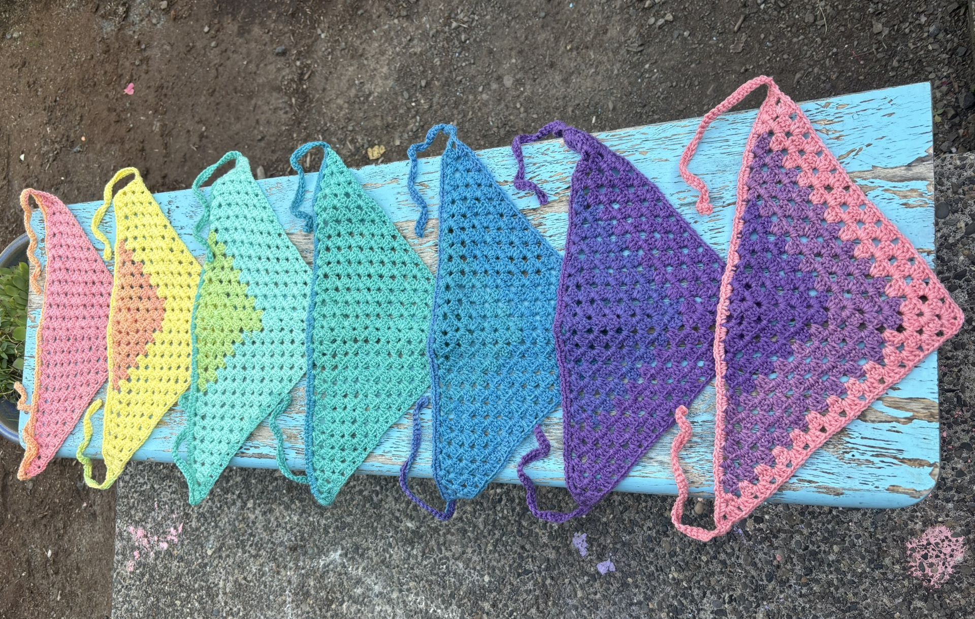 Rainbow of light weight crochet headband Bandanas - 7 available now! 
