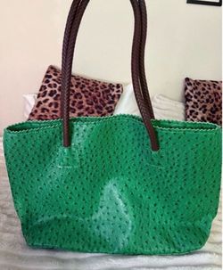 Ostrich green tote bag