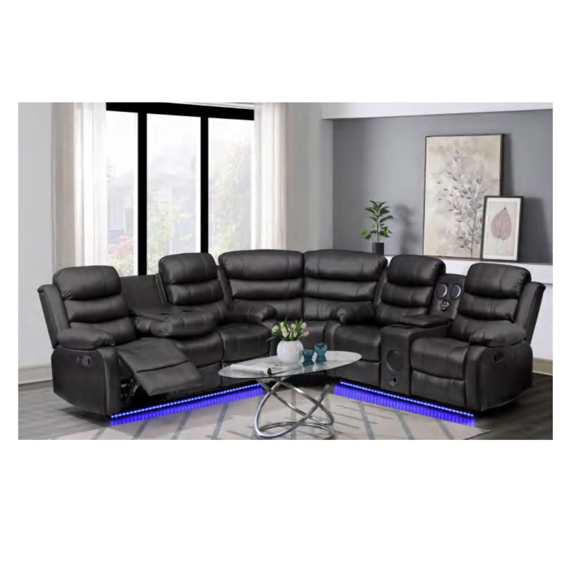 Sectional W/recliners Bluetooth Speaker & Led Lights
