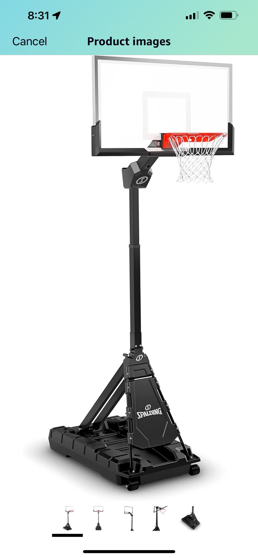  Spalding Momentous EZ Assembly 54" H-Frame Portable Basketball Hoop