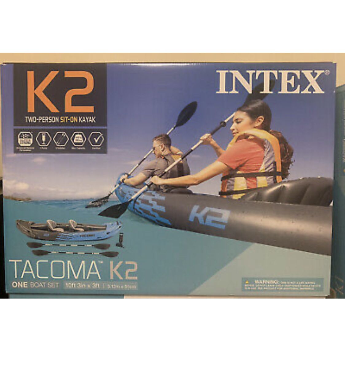 NEW Intex Tacoma K2 Two-Person Inflatable Kayak (Pump, Paddles, & Bag)