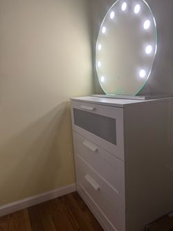 Impressions Vanity Round LED Mirror and IKEA Cabinet