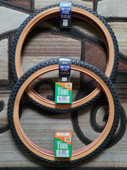 NEW Bicycle Bmx Bike Tires 20" Black Gumwall Knobby Pattern 